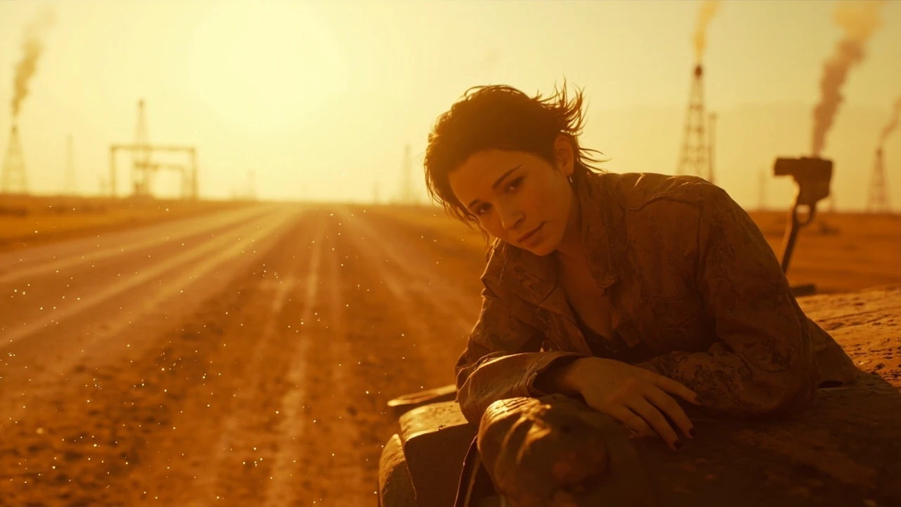 Panam cyberpunk character scene in the Badlands