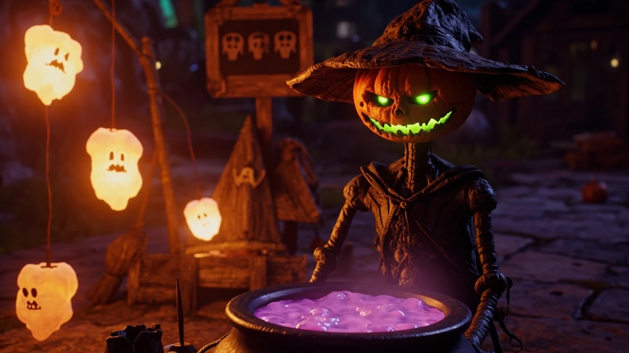 Roblox Steal a Brainrot La Spooky Grande character in a Halloween witch theme